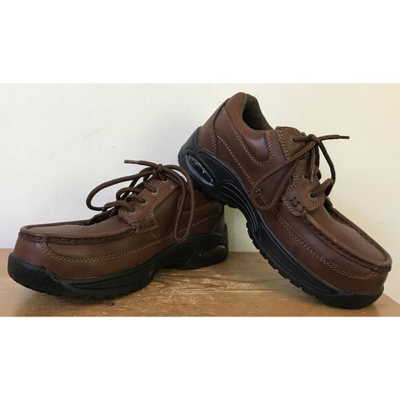 Florsheim Steel Toe Brown Leather Oil Resistant Oxford Shoes 7D Mens 9D Womens
